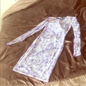 Tie Dye Mesh Long Sleeved Beach Cover Up